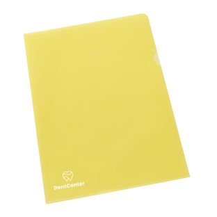 Cut flush folders A4 printed 1-coloured | Screen printing | yellow | PP | 120 µm | grained