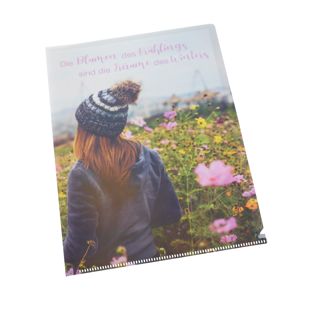 Cut flush folders A4 printed 5-coloured + white | Offset printing | transparent | PP | 200 µm | smooth