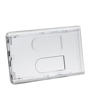 Credit card sleeves hard plastic with thumb slot transparent  | with 2 thumb slots 