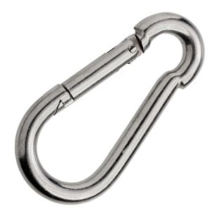 Carabiner, stainless steel, polished 70 mm