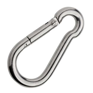 Carabiner, stainless steel, polished 80 mm