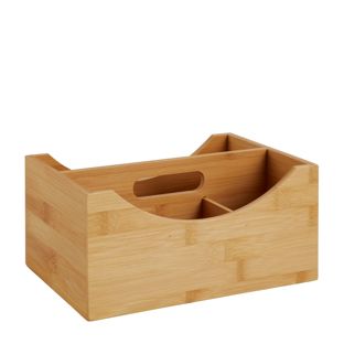 Wooden desk organiser, with handle 