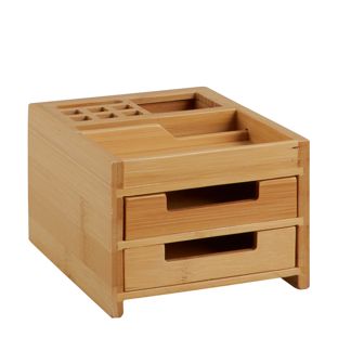 Organizér na psací stůl, dřevěný se 2 zásuvkami 