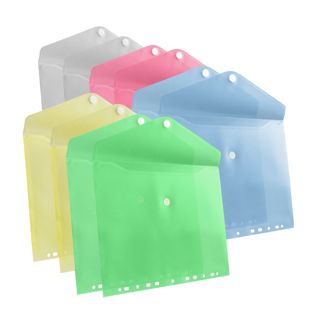 Document folders A4, filing strip, assorted colours 10 pieces blue|green|yellow|transparent|light pink 
