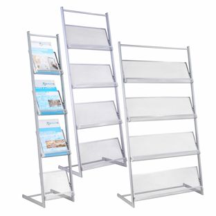 Leaflet stand DOVER, silver 