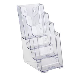 Wall-mounted/free-standing leaflet holder, polystyrene, transparent PTXC 4 x 1/3 A4 