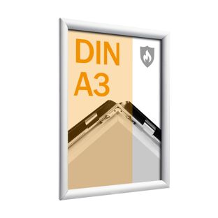 Protipožární rám A3 s PET krycí fólií  | stříbrná 