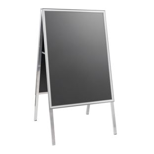 Pavement sign AIR-STOP A1, 25 mm profile, mitred corners silver  | Mitred 
