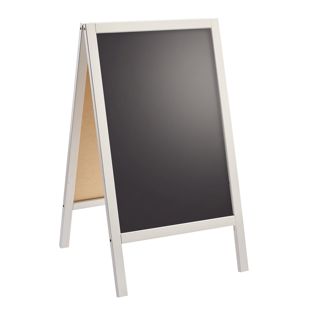 Wooden pavement sign WOOD-STOP Lite S, 44 x 66 cm chalkboard, white white 
