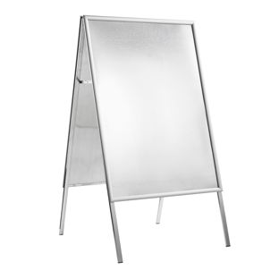 Pavement sign SOLID-STOP B1 outdoor, 25 mm profile, corners mitered, silver 