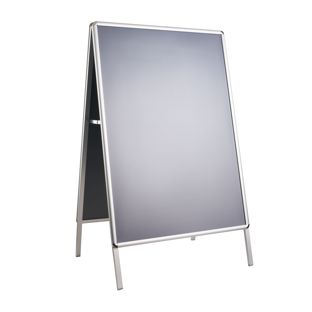 Zákaznický poutač AIR-STOP A0, profil 25 mm, oblé rohy, stříbrný 