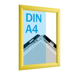 Snap frame, aluminium, A4 yellow  | 25 mm | Mitred 