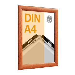 Snap frame, aluminium, A4, self-adhesive wood look  | Mitred 