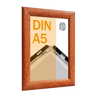 Snap frame, aluminium, A5, self-adhesive wood look  | Mitred 