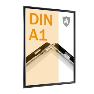 Fire protection snap frame A1 with fire rating certificate B-s1, d0 with PET cover sheet  | black 