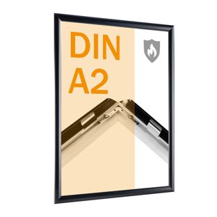 Fire protection snap frame A2 with fire rating certificate B-s1, d0 with PET cover sheet  | black 
