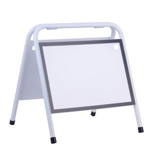 Pavement sign steel A3 STEEL-STOP, landscape white 