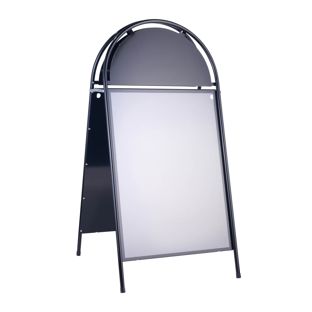 Reklamní stojan A1 STEEL-STOP s horním panelem  | černá 