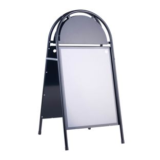 Pavement sign steel A2 STEEL-STOP with header board  | black 
