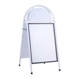 Pavement sign steel A2 STEEL-STOP with header board  | white 