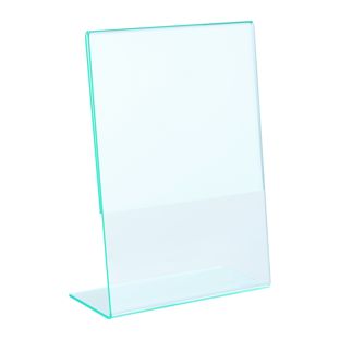 Menu holder L-shaped, PMMA (acrylic), transparent-green A6 