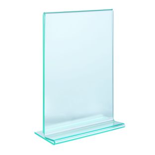 Menu holder T-shaped, PMMA (acrylic), transparent-green A6 