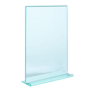 Menu holder T-shaped, PMMA (acrylic), transparent-green A5 