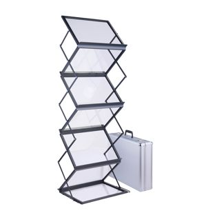 Brochure stand foldable BOSTON 6 x A3 with case, black 