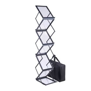 Brochure stand foldable BOSTON 6 x A4 with case, black 