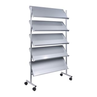 Leaflet stand with castors LINCOLN, metal, 20x A4, silver 5 | 20x A4