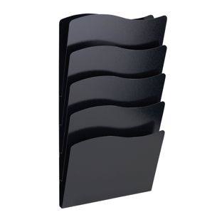 Wall leaflet holder, A4 portrait, steel PTXG black  | 5 trays 