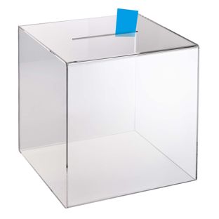 Box na finanční dary 30x30 cm, s otvorem, akryl 
