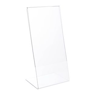 Menu holder L-shaped, portrait, break-proof, PET 1/3 A4 