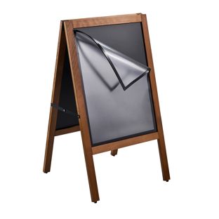Reklamní stojan COMBI, A2, s magnetickým rámem, s tabulí , dřevodekor 