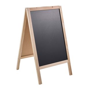 Wooden pavement sign WOOD-STOP, Lite S, 44 x 66 chalkboard, nature wood look light 