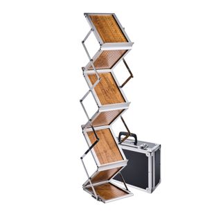 Brochure stand foldable BOSTON 6 x A5 with case, wood 