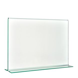 Menu holder T-shaped with glass look, PMMA (acrylic), transparent A5  | landscape 