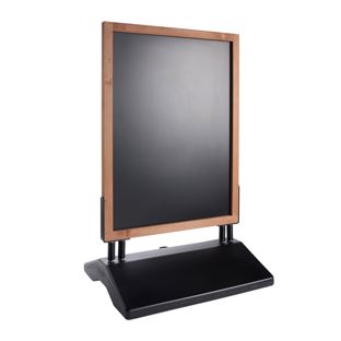 Wooden pavement sign WOOD-STOP SWING outdoor, 62 x 87 cm chalkboard, windproof 