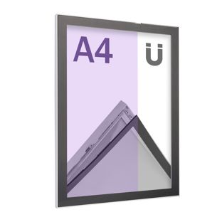 Magnetic poster frame, A4, mitred, single-sided, silver/black A4 210 x 297 mm