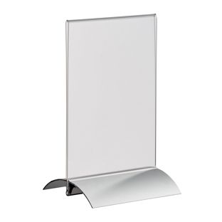 Menu holder T-shaped with aluminium clamp base A6  | portrait 