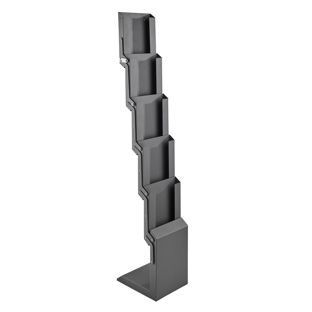 Brochure stand foldable CONCORD, 5x A4 with bag, silver 