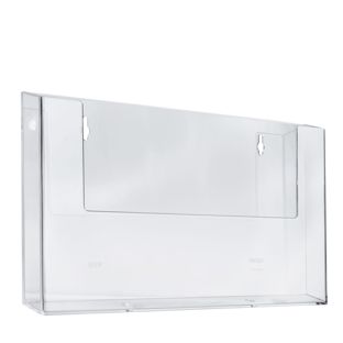 Wall leaflet holder, polystyrene, transparent, Taymar 1 x A4  | landscape 