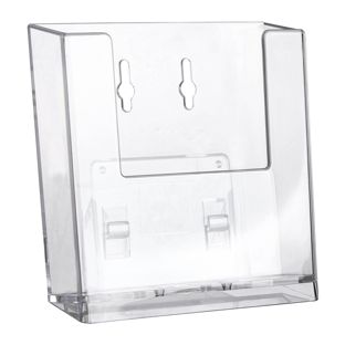 Wall-mounted/free-standing leaflet holder, 1 compartment, polystyrene, transparent, Taymar 
