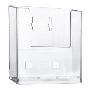 Wall leaflet holder, polystyrene, transparent, Taymar 1 x A6  | Portrait 