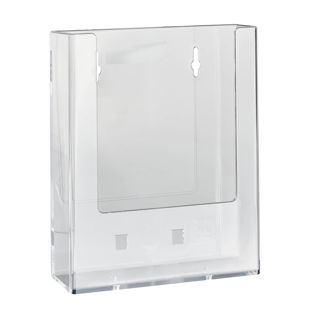 Wall leaflet holder, polystyrene, transparent, Taymar 1 x A5  | portrait 