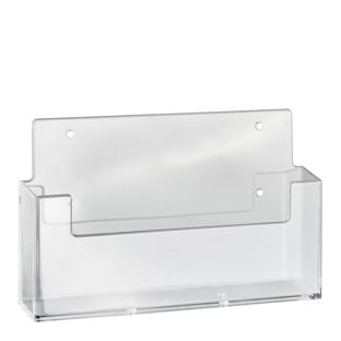 Wall leaflet holder, polystyrene, transparent, Taymar 1 x A5 + 1/3 A4  | landscape 