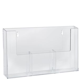 Nástěnný držák prospektů, paralelní oddíly, polystyren, transparentní, Taymar 2 x 1/3 A4 