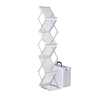 Brochure stand foldable BOSTON 6 x A5 with case, silver 