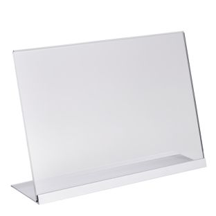 L-stand acrylic with aluminium base A4  | transparent|silver 
