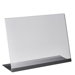 L-stand acrylic with aluminium base A4  | transparent|black 